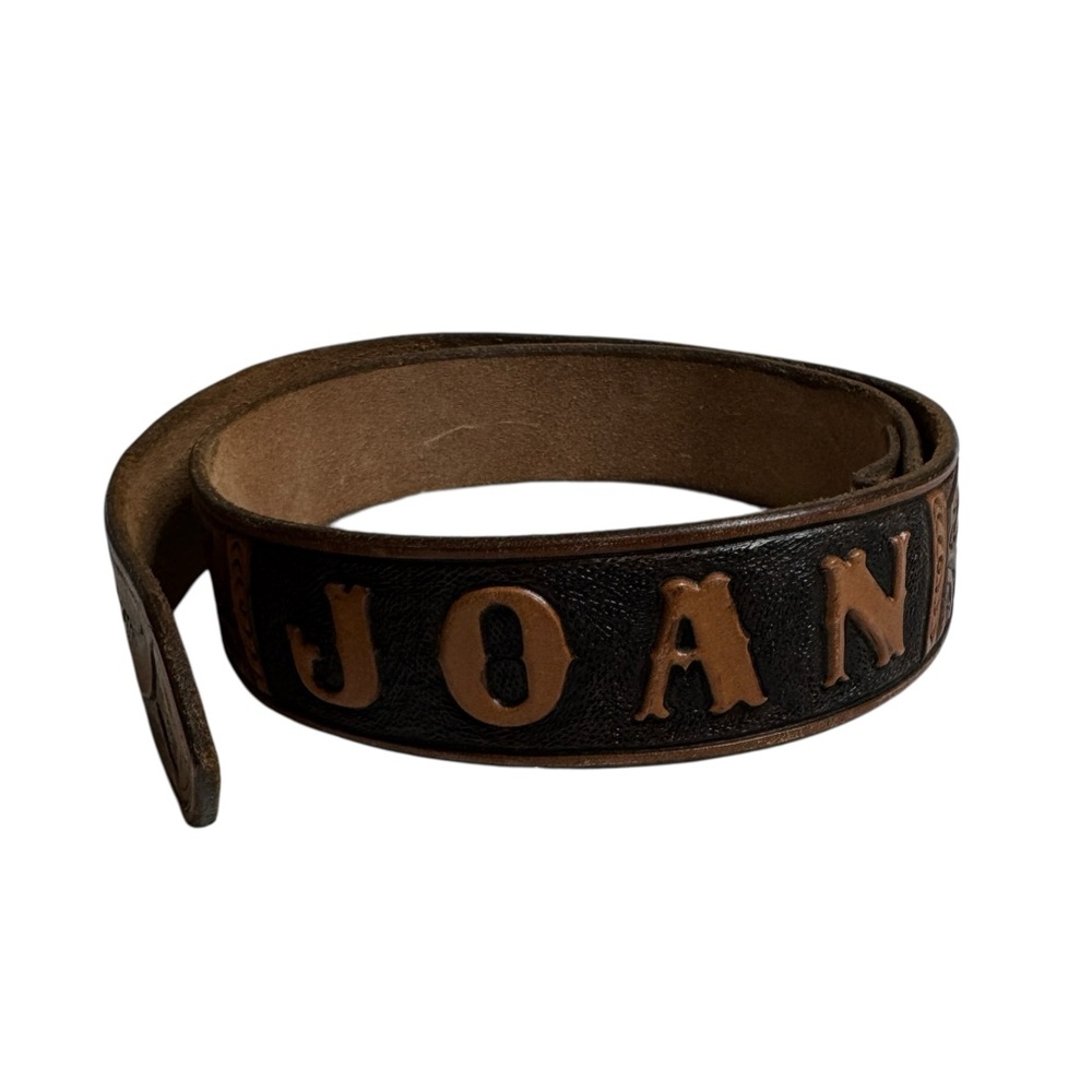 Embossed Joan Brown Leather Western Belt WITHOUT buckle Womens S/M